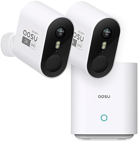 aosu 2K QHD Battery Security Cameras Wireless Outdoor System, 2-Cam-Kit