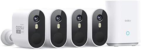 aosu 2K QHD Battery Security Cameras Wireless Outdoor System, 4-Cam-Kit