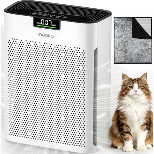 MOOKA Air Purifier for Home Bedroom Large Room 2200 Ft², HEPA Filter, White