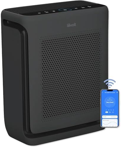 LEVOIT Air Purifiers for Home Large Room Up to 1875 Ft² with Washable Pre-Filter, AHAM VERIFIDE, Air Quality Monitor, HEPA Sleep Mode for Allergies, Pet Hair in Bedroom, Vital 200S-P, Black