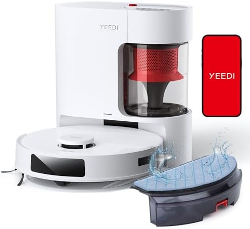 Yeedi C12 Plus Robot Vacuum & Mop, 8000Pa Powerful Suction, 7-Week Bagless Bin, PureCyclone & ZeroTangle Brush, Smart App Control, Auto-Charging, White