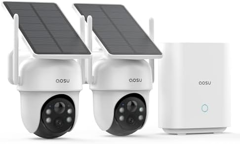 aosu D1 Classic 2-Cam Kit, Security Cameras Wireless Outdoor, Solar Powered