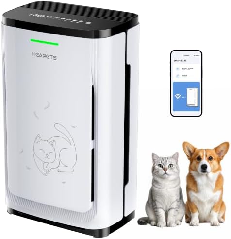 Pet Air Purifier Large Home 4200 sq ft, Suck up Floating Cat Dog Hair Dander, 7-Stage H13 HEPA Anion Activated Carbon Filter, Air Purifiers with APP for Odor Allergies Smoke Dust, Zero Ozone