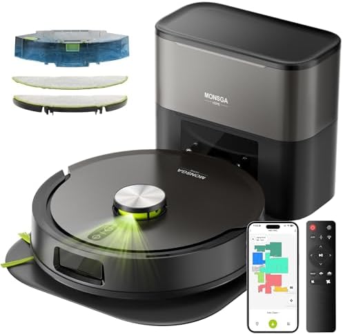 MONSGA Robot Vacuum and Mop, 90 Days Self-Emptying with 10000Pa Suction
